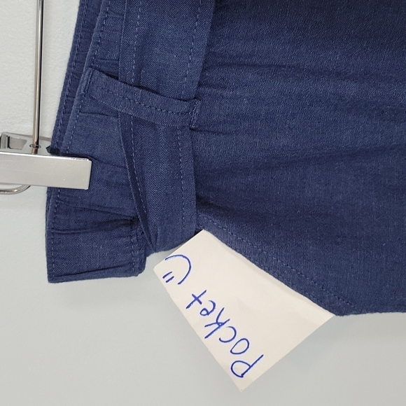Liz Claiborne Blue Linen Wide Leg Crop Capris Pants size Large - Picture 3 of 10
